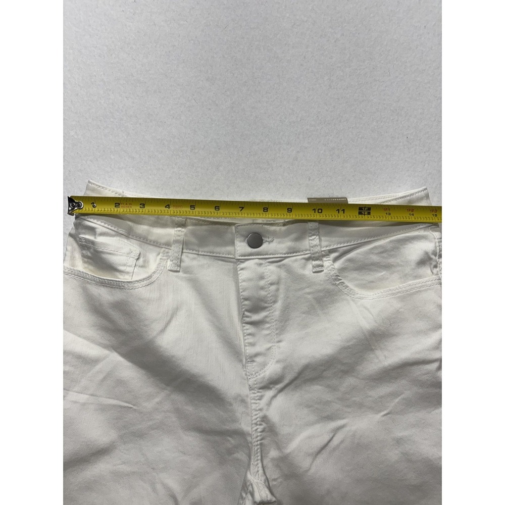 Chico's Womens 6 White Paisley Stretch Girlfriend Slim Ankle Jeans Raw Hem NEW - Picture 7 of 16